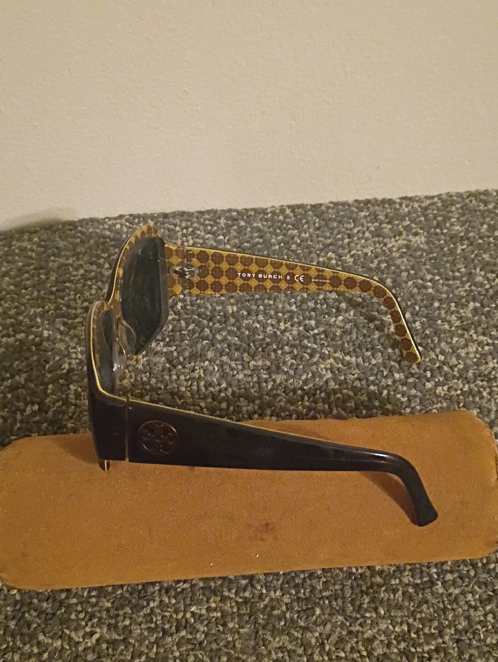 Tory Burch Black Sunglasses with Gold Patterned Arms Frames Only